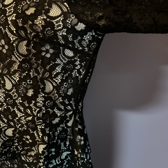 NWOT Hal Fulrnstein Black Lace Skirt and Matching Lace Pemplum Top, Size L‎ - Picture 4 of 11